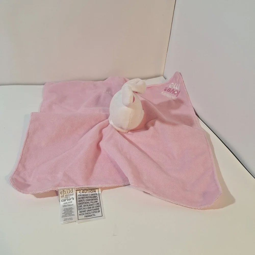 Carter's Pink Bunny Rabbit Lovey Mommy Loves Me Baby Girl Plush‎ Stuffed Animal